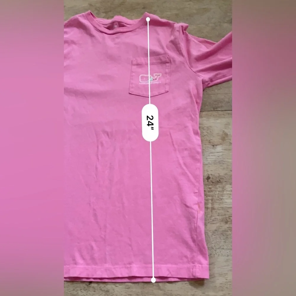 Vineyard Vines Girls’ Sz L (16) Cutty Pink‎ Cookie Whale Long Sleeve Pocket Tee